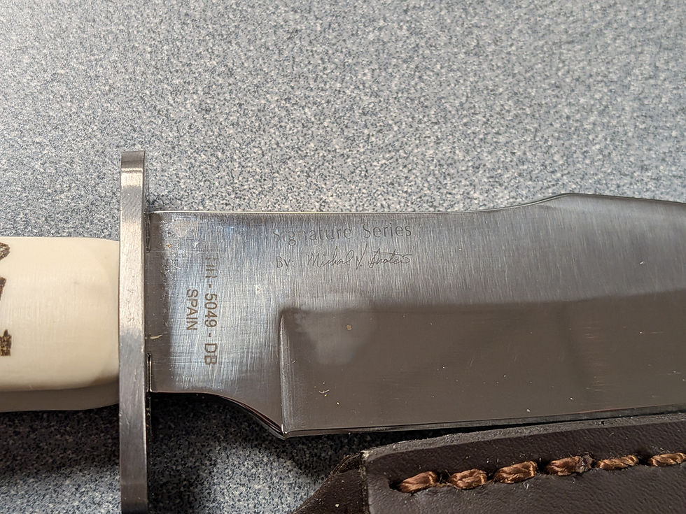 Thumbnail: Hen & Rooster Genuine Deer Bone Bowie Knife Michael Prater Vintage