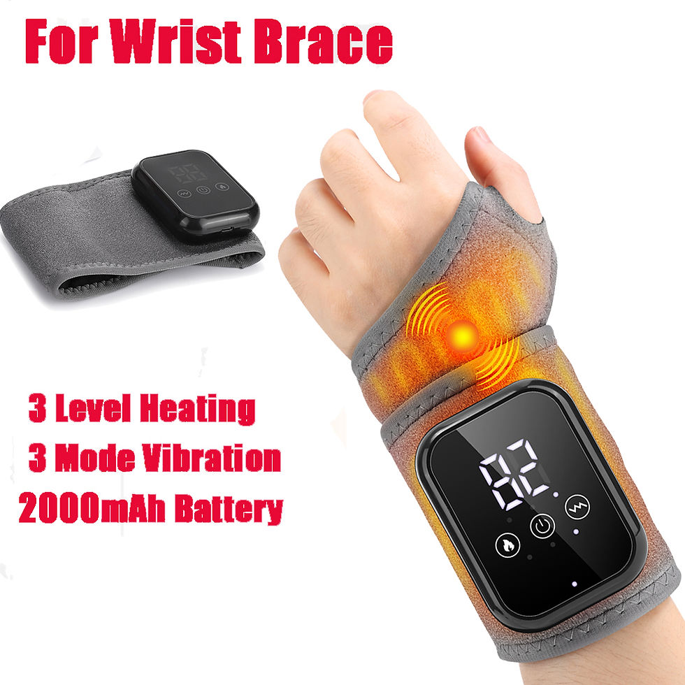 Heated wrist brace massager with 3 heating levels, 3 vibration modes, and 2000mAh battery, gray