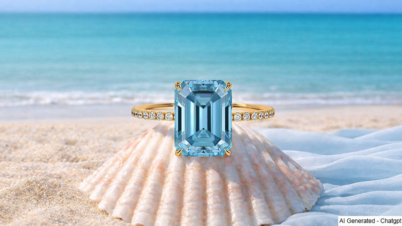 Aquamarine ring styled with ocean-inspired