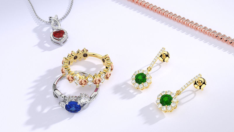 Different gemstone jewelry