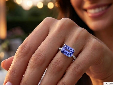 woman wearing a tanzanite ring