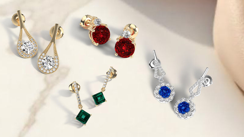 Diamond and Colored Gemstone Earrings