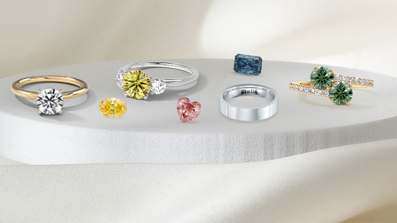 Different styles of lab diamond rings