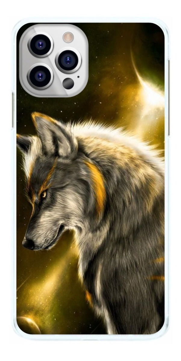 Capinha Lobo Fundo Amarelo Capa de Celular
