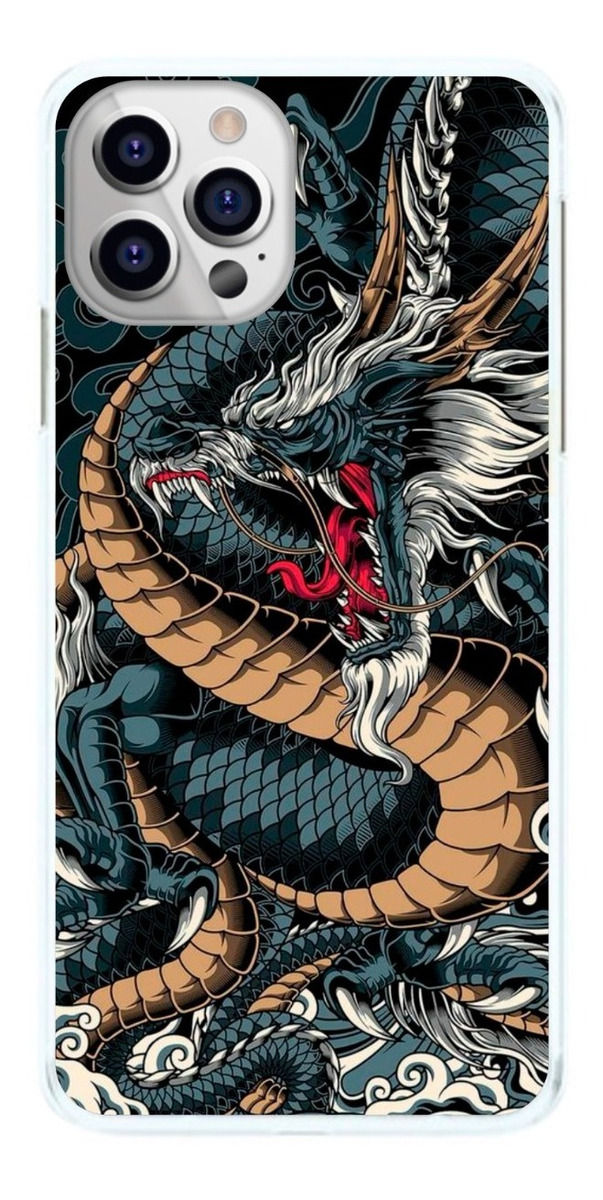 Capinha Dragão Chines Cinza Boca Grande Capa de Celular