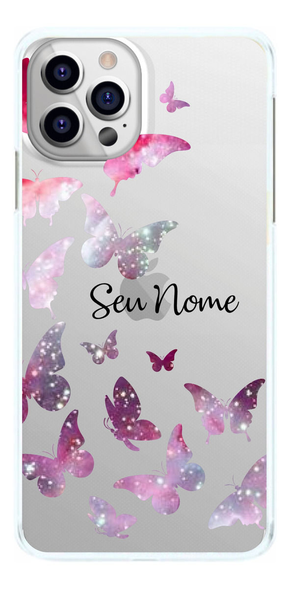 Capinha Borboletas Universo Rosa Lilás Capa de Celular