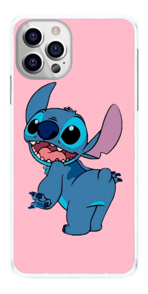 Capinha Stitch Virado de Costas Fundo rosa Capa de Celular