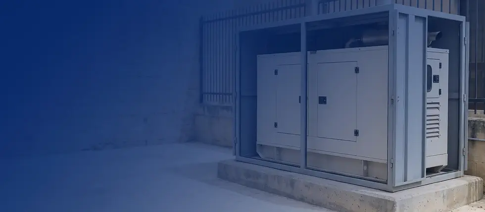 Backup diesel generator installed in an outdoor protective enclosure at a commercial facility.⚡
