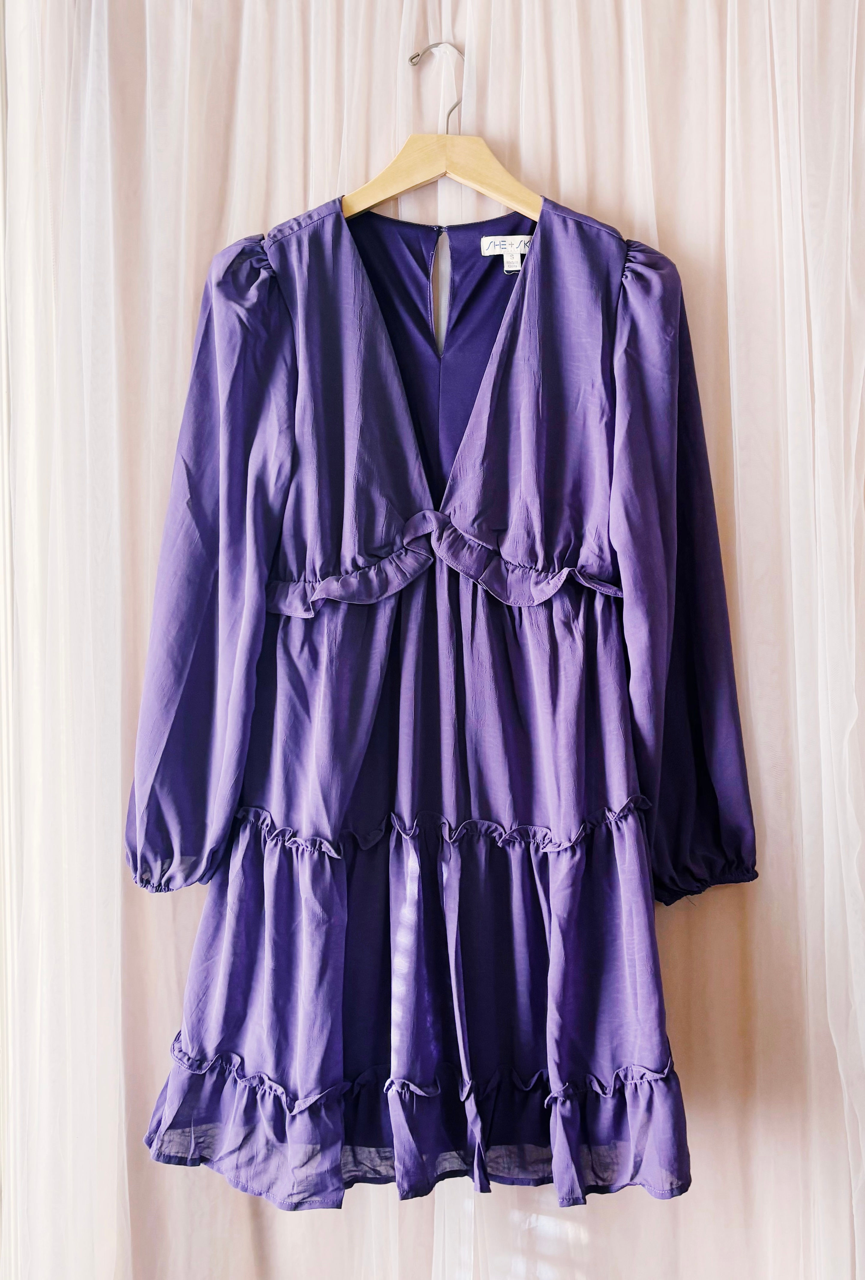 Sweetie Chiffon Dress in Purple
