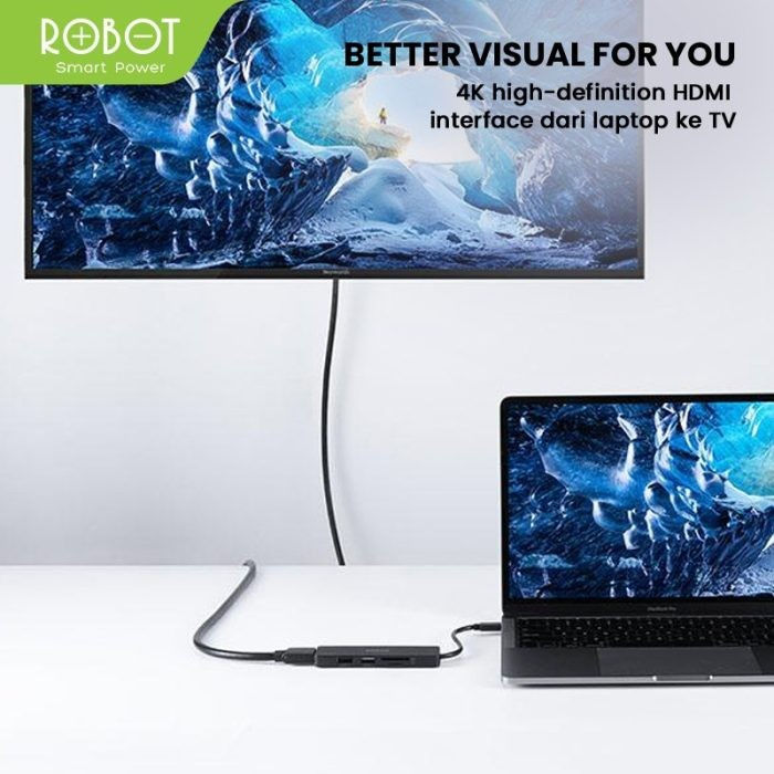 Thumbnail: ROBOT HT240S USB-C Hub Adapter 5 in 1 Multifungsi Converter Multi Port HDMI 4K