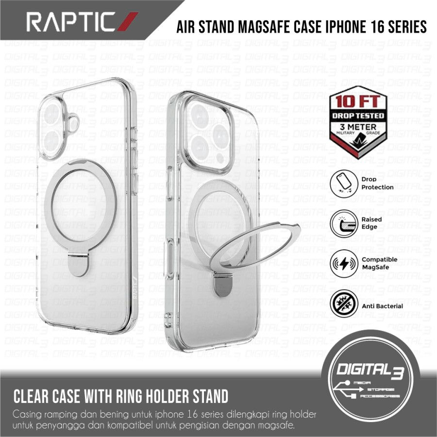 X-Doria Raptic Air Stand Magsafe Clear Case for IPHONE 16 / 16 PRO / 16 PLUS