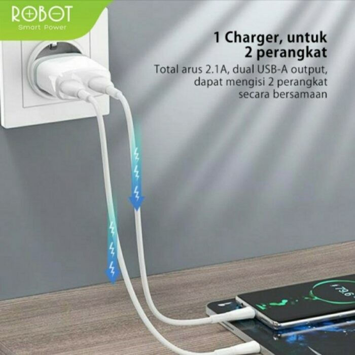 Thumbnail: ROBOT RT-K9/RT-K9S Charger Adapter Dual Port USB SET Micro Cable 1 Meter Android