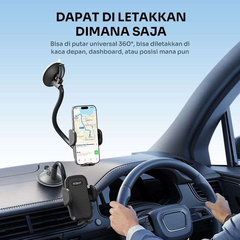 Thumbnail: ROBOT Car Phone Holder HP RT-CH23 Goose Neck Car Holder 360° Rotation Mirror