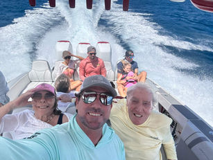 Family on a speedboat adventure.