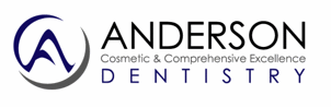 Anderson Cosmetic Dentistry logo -Blue and gray letters on white background 