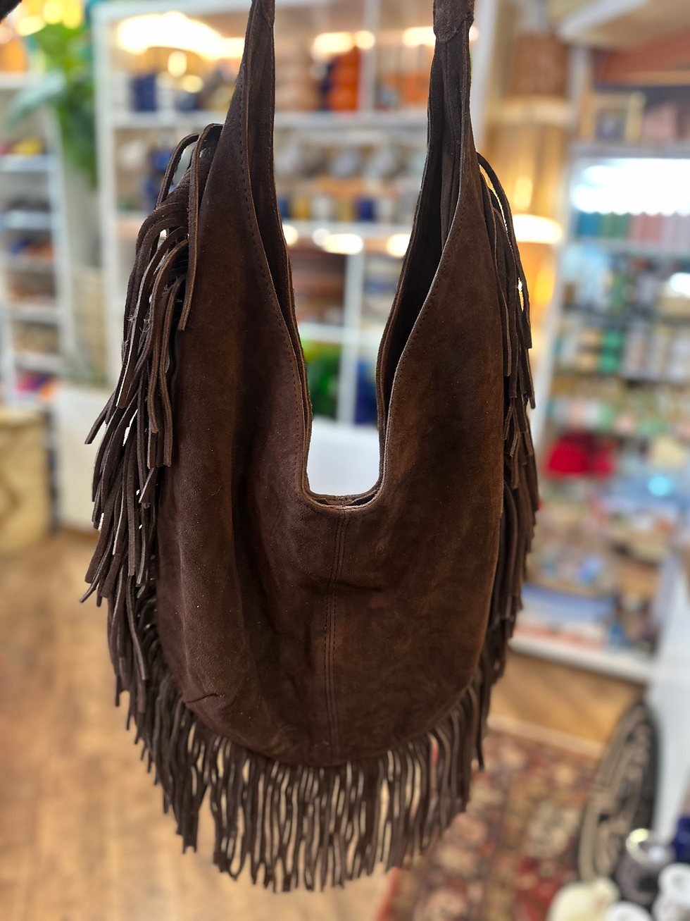 Sac besace à franges en cuir