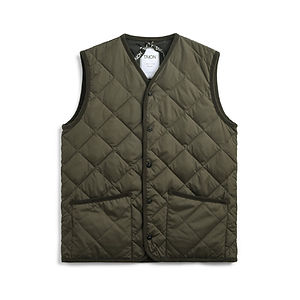 TAION Piping V Neck Down Vest Dk Olive