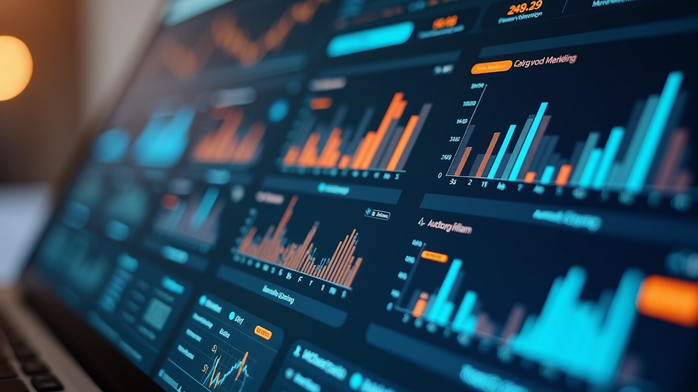 Eye-level view of a digital marketing dashboard showing analytics
