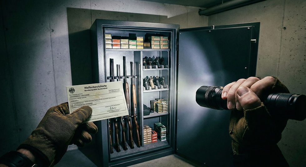 Überprüfung der Seriennummern bei einer Waffenkontrolle.