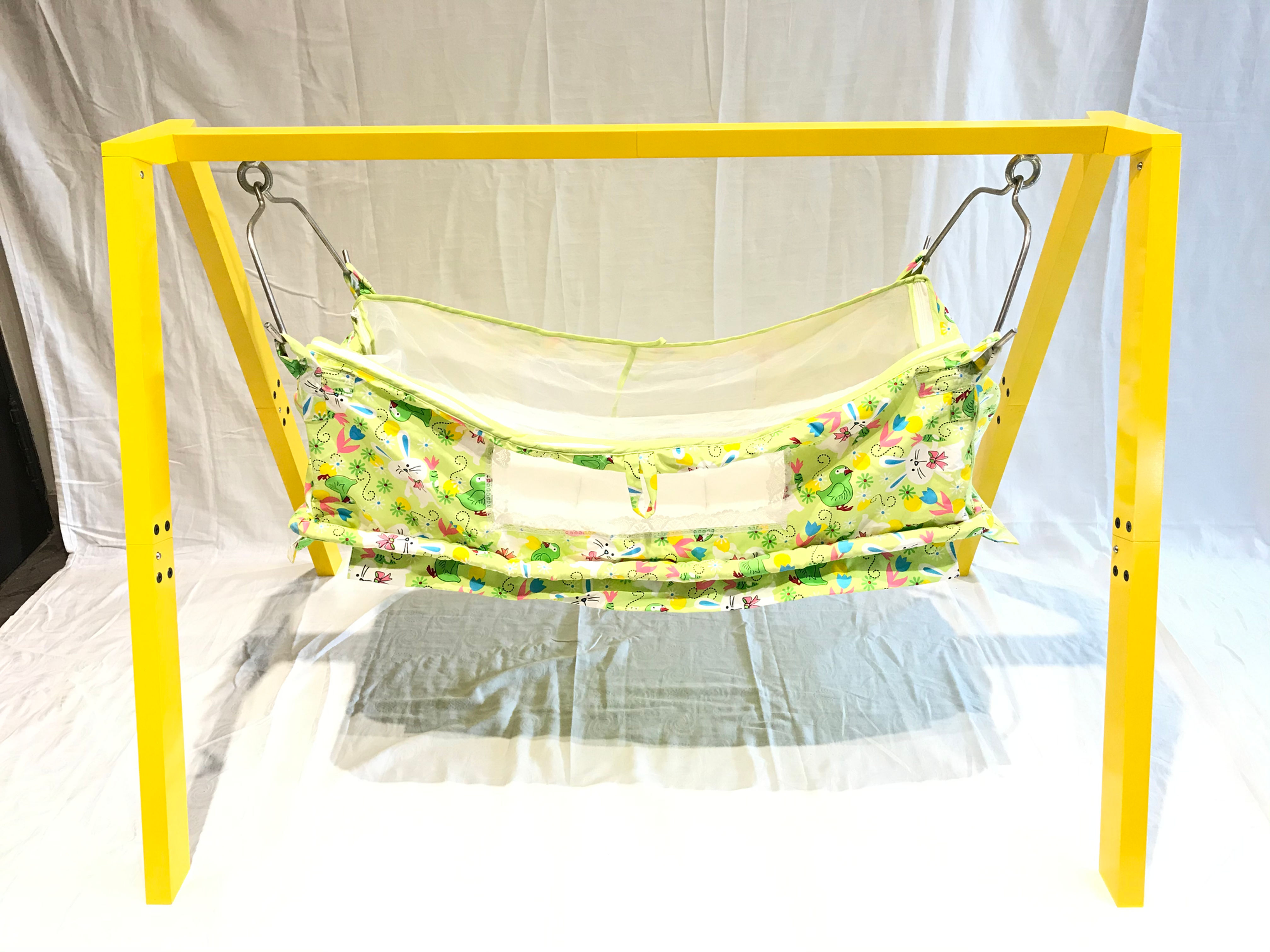 SCHLAF Baby Cradle - YELLOW Top Bar - Foldable Aluminium Body