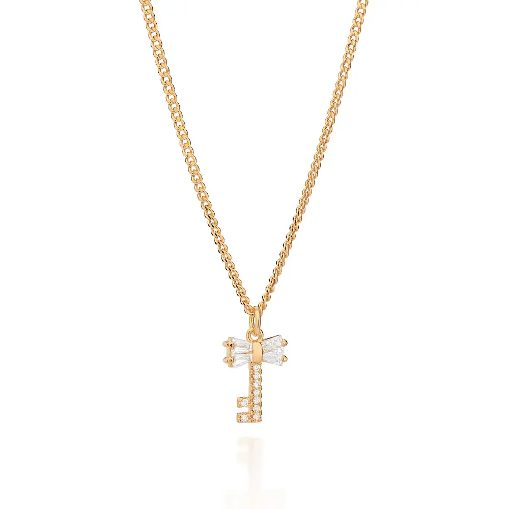 GARGANTILHA BANHADA A OURO 18K COM PINGENTE CHAVE E ZIRCÔNIAS 50cm 531886