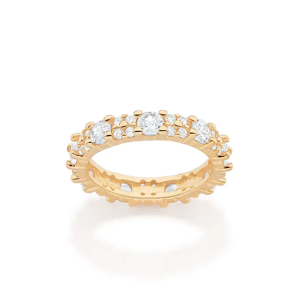 ANEL APARADOR COM ZIRCÔNIAS BANHADO A OURO 18K 513592