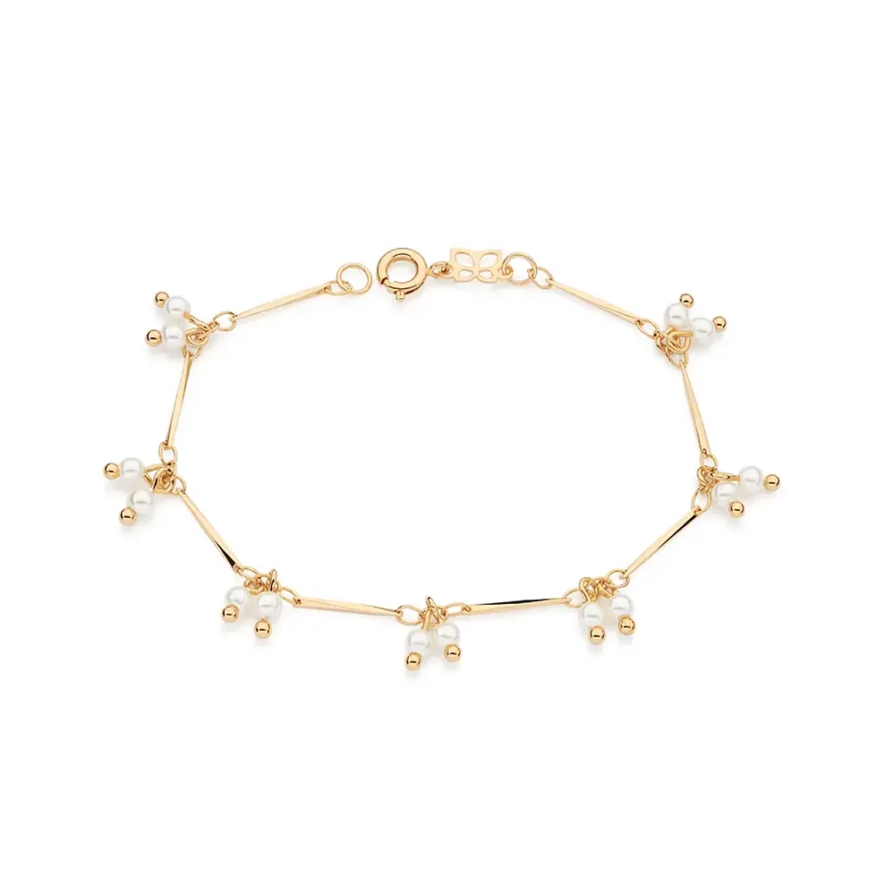 Thumbnail: PULSEIRA BANHADA A OURO 18K COM PÉROLAS SINTÉTICAS 17 CM - 552232