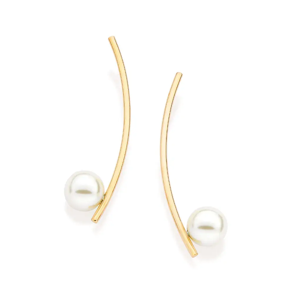 ROMMANEL BRINCO PALITO BANHADO A OURO 18K COM PÉROLAS SINTÉTICAS