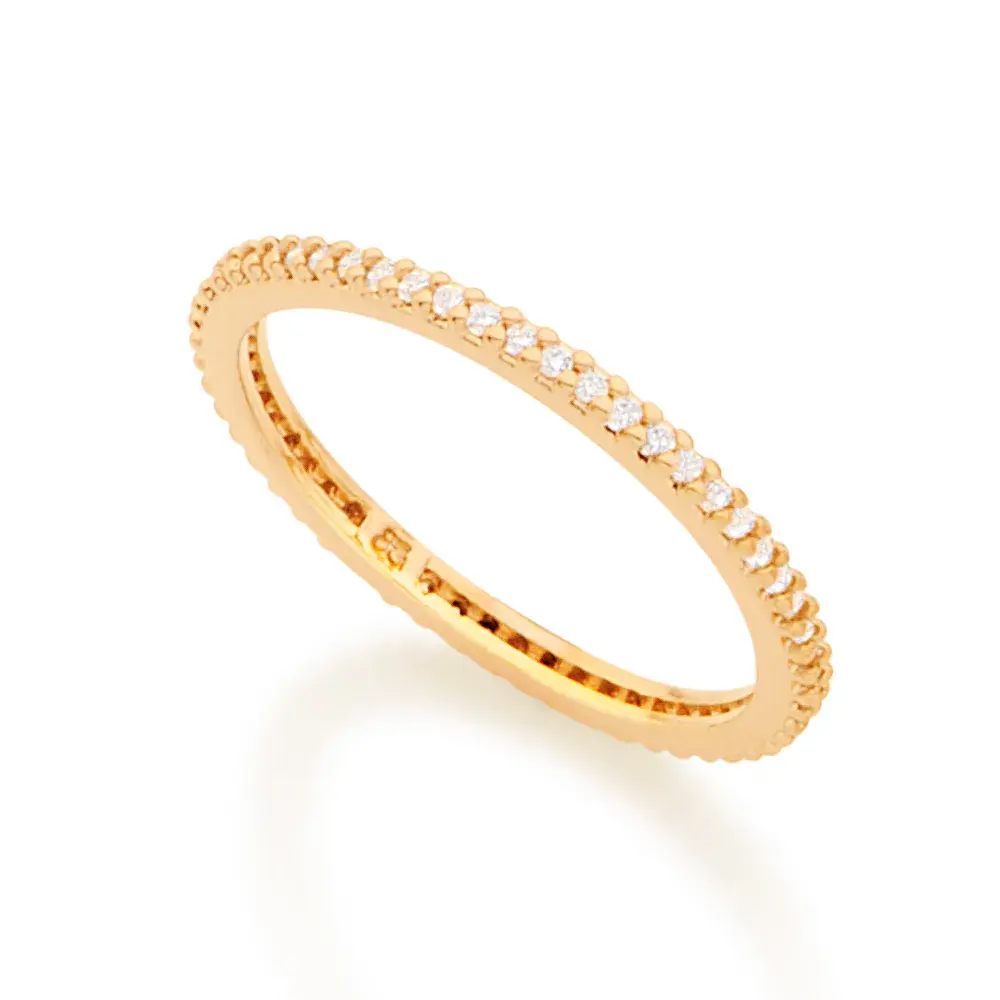 ALIANÇA APARADOR BANHADA A OURO 18K COM ZIRCÔNIAS 14 - 512773