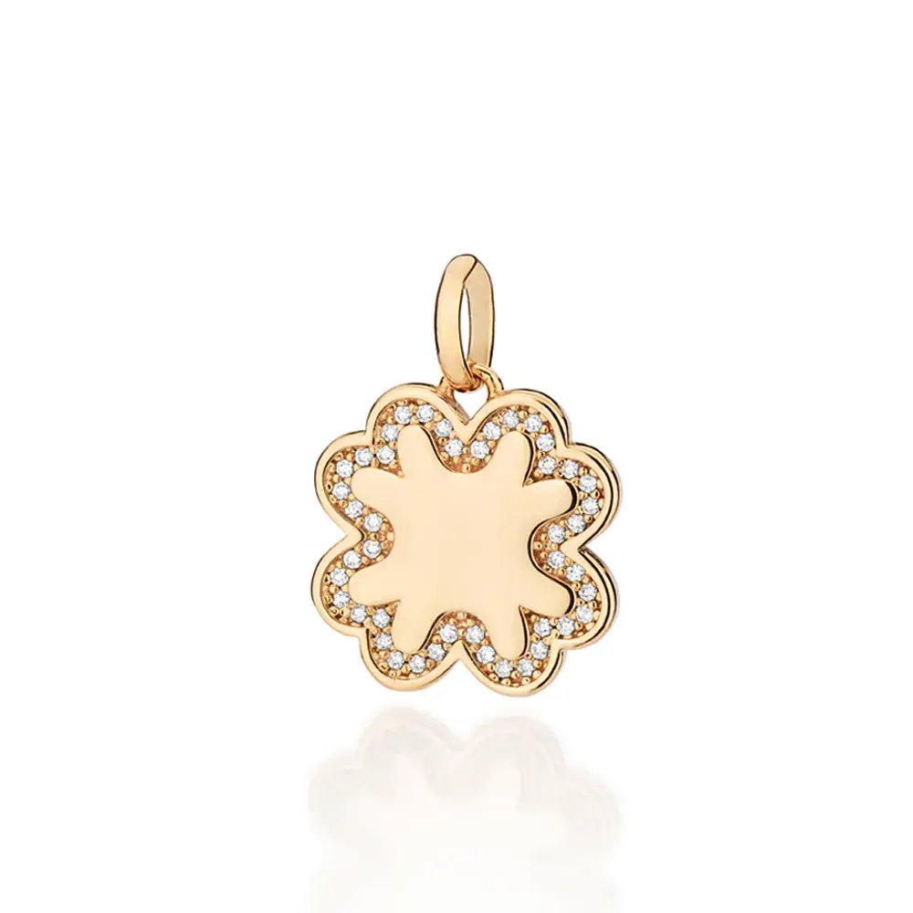 PINGENTE TREVO BANHADO A OURO 18K COM ZIRCÔNIAS 5430250006
