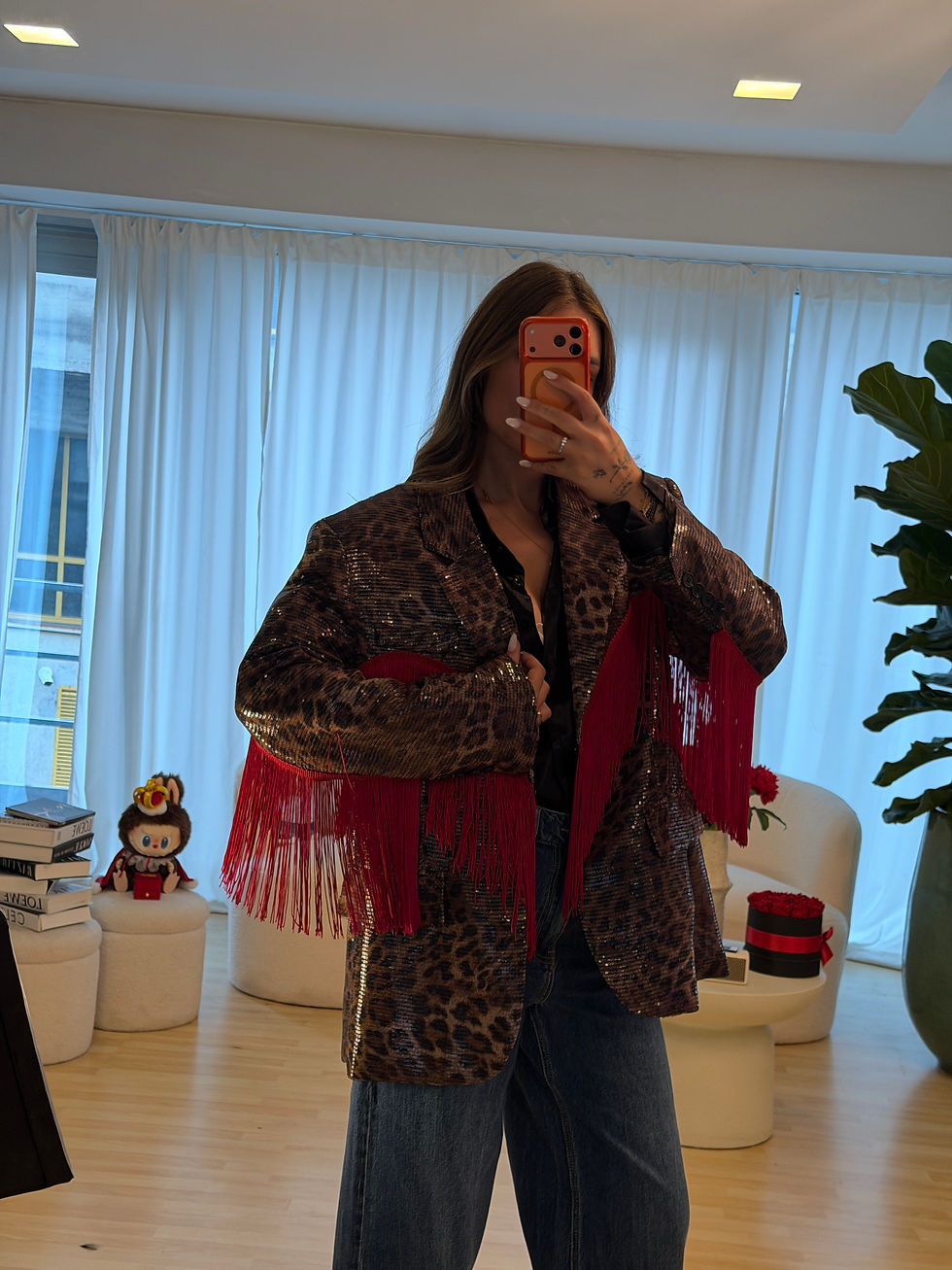 Miniatura: Blazer maculato paillettes frange 