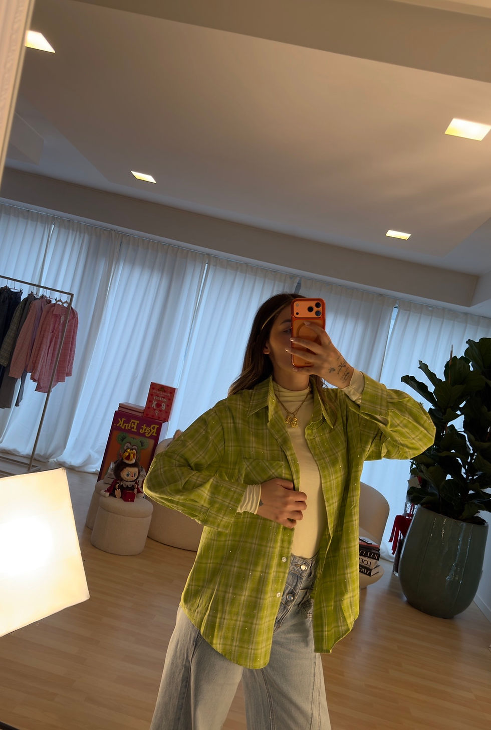 Miniatura: Camicia scozzese + strass 