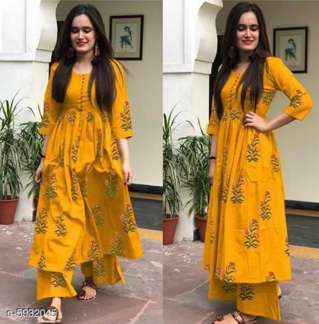 Women's Printed Anarkali Kurta with Palazzos
