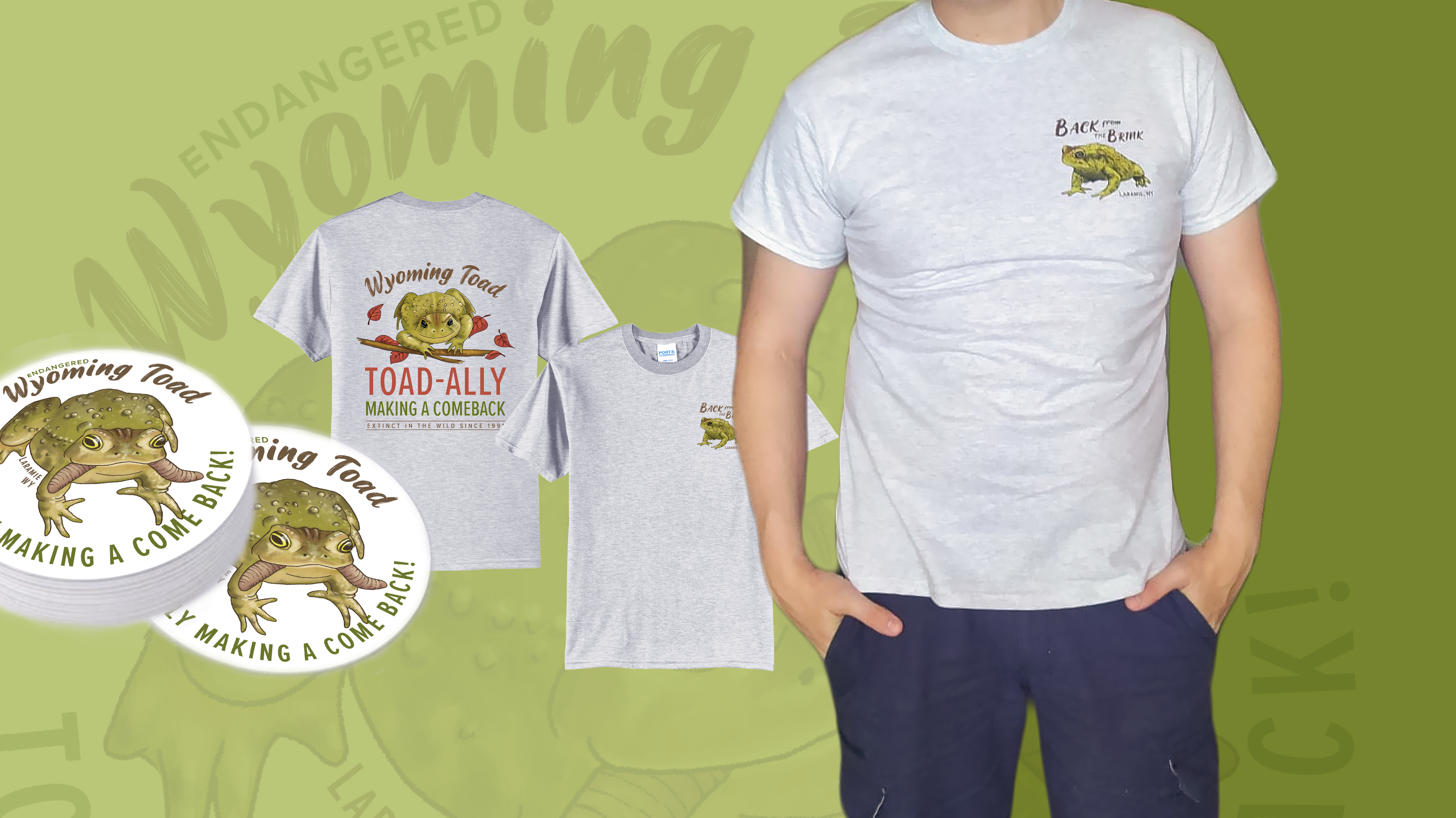 Wyoming Toad t-shirt and stickers