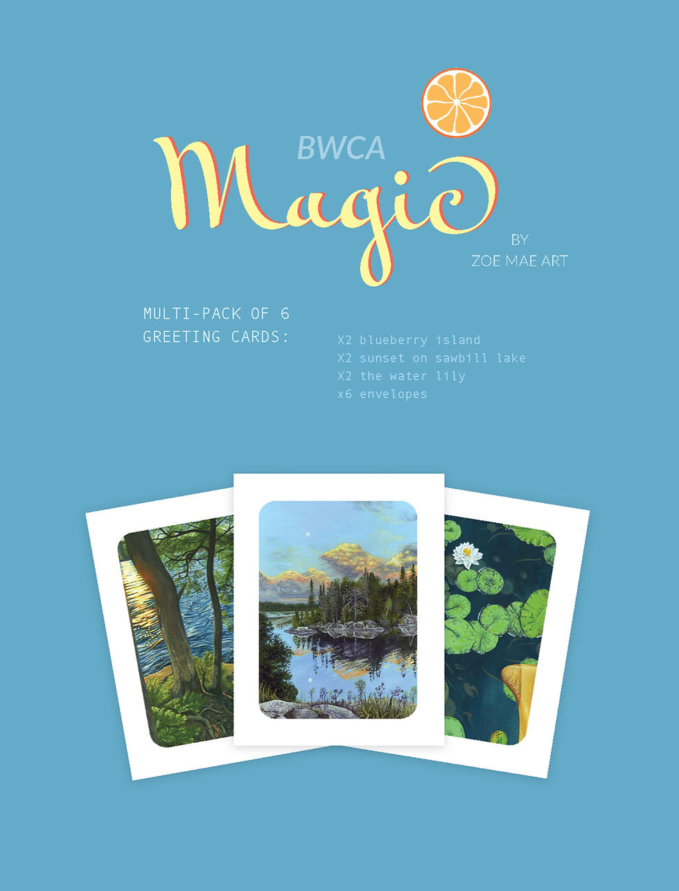 Thumbnail: Greeting cards featuring minnesota lake scenes painted by Zoe Mae Art, nature themed gift giving keepsakes, high quality