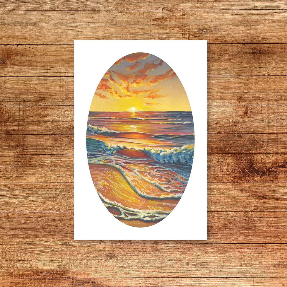 Vibrant colorful seascape ocean sunset landscape, 4x6 & 5x7 matted fine art print, coastal wall art by zoe mae art, quality
