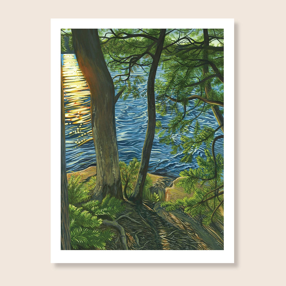 Thumbnail: "Sunset on Sawbill Lake" medium 9x12 gift fine art print, archival, high-quality, bwca, hand-painted original, zoe mae art