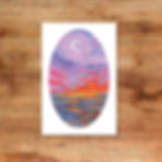 magical purple orange sunset ocean seascape 4x6 fine art print, archival, high quality, original painting by zoe mae art, mn