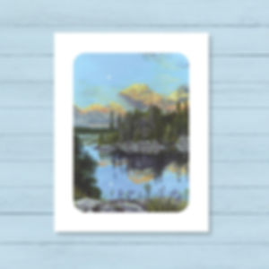 Greeting card, blueberry island, boundary waters canoe area wilderness bwca painting by zoe mae art, for gift giving, quality