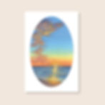 sunshine shoreline, blue and orange sunset on ocean seascape coastal, 4x6 fine art print, original painting by zoe mae art