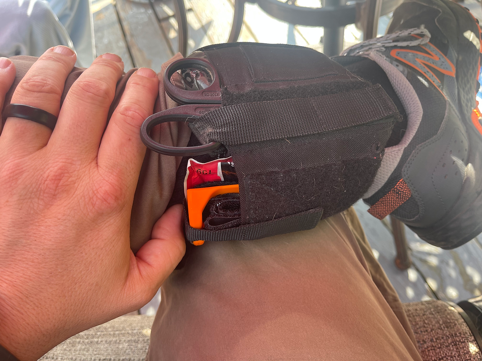Snakestaff Systems EDC 1” TQ, Steamlight MicroStream and IFAK items in Disruptive AFAK, and of course Dad Shoes!
