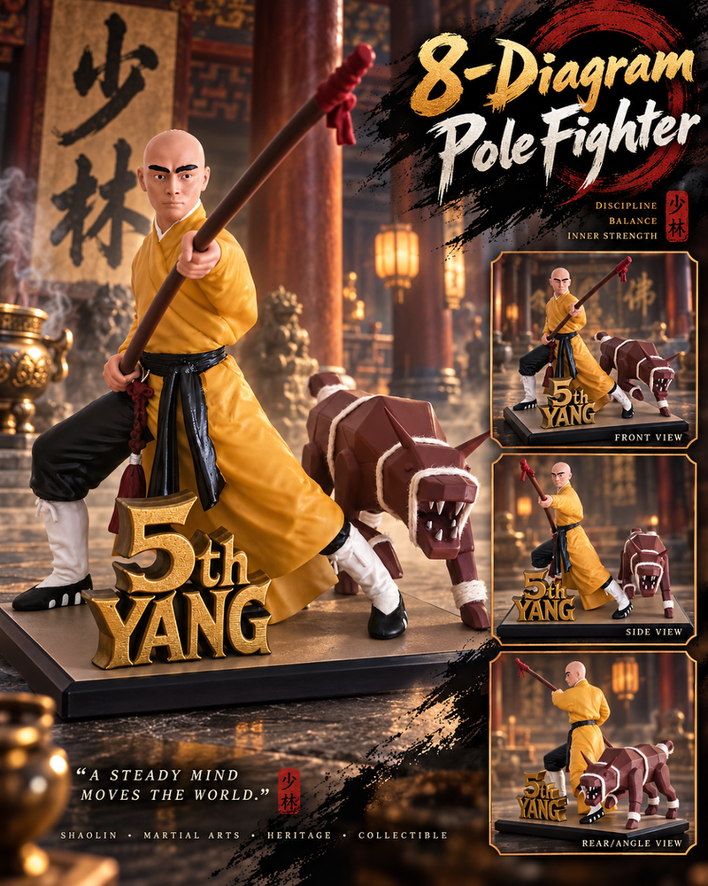 Eight Diagram Pole Fighter - The 5th Yang (Gordon Liu) — kung fu collectible statue by Poison Clan Studios