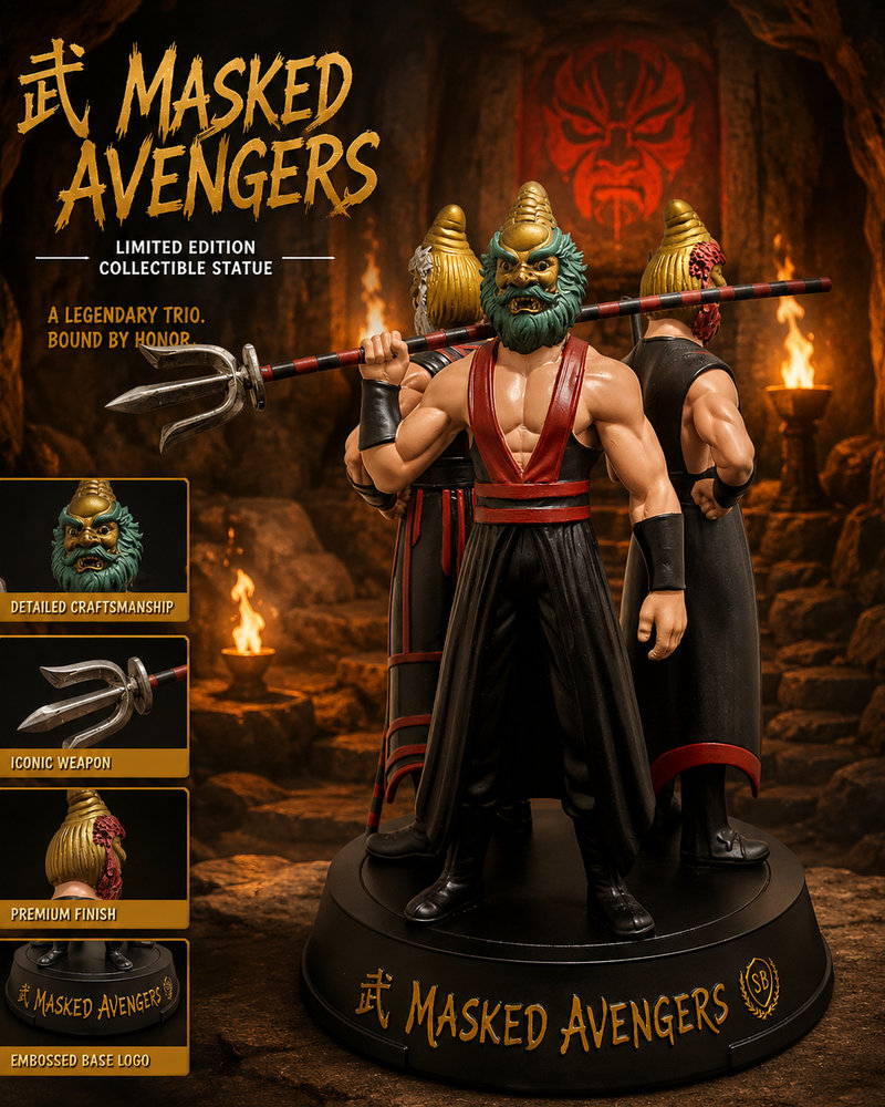 Masked Avengers Kung Fu Statue - The 3 Killers — kung fu collectible statue by Poison Clan Studios