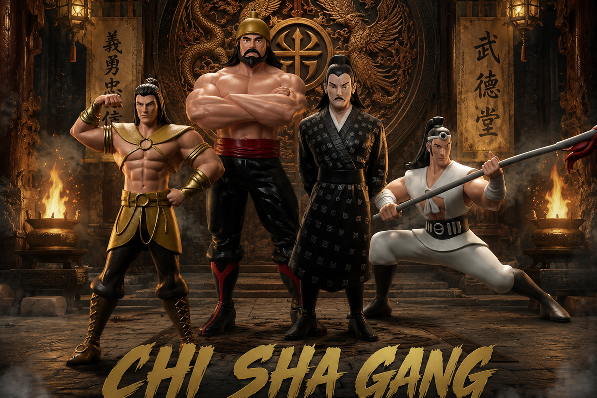 Chi Sha Gang animated set statues by Poison Clan Studios