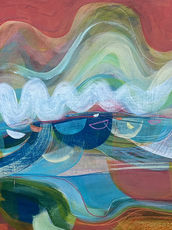 Brea Hill To Padstow, acrylic  original by Lynn Young available at The Picture House Gallery, Padstow.