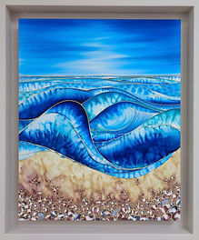 Baya Blou, silk painting by Sharon Jiggins