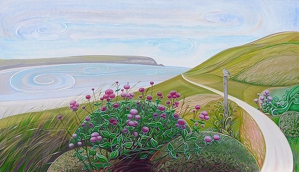 Around the Bend, Brea Hill. Painting by Sara Holden