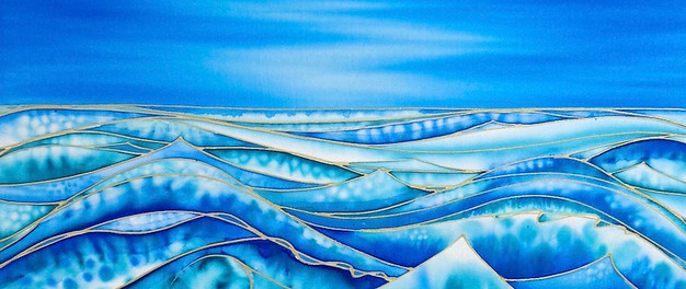 Tonnow II, detail of silk painting by Sharon Jiggins