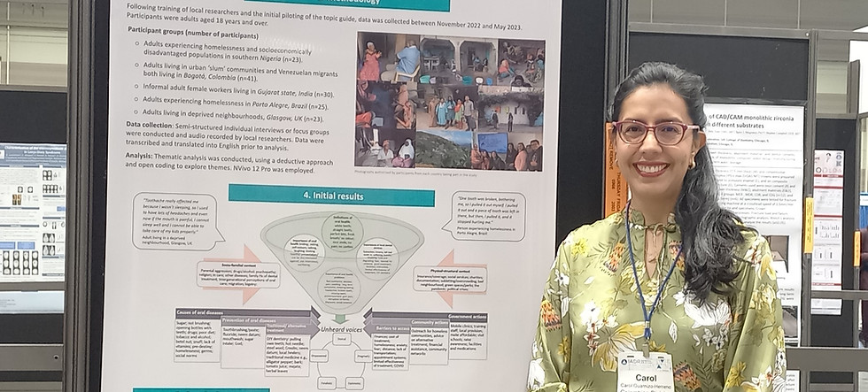 Researcher presenting a scientific poster at IADR 2024