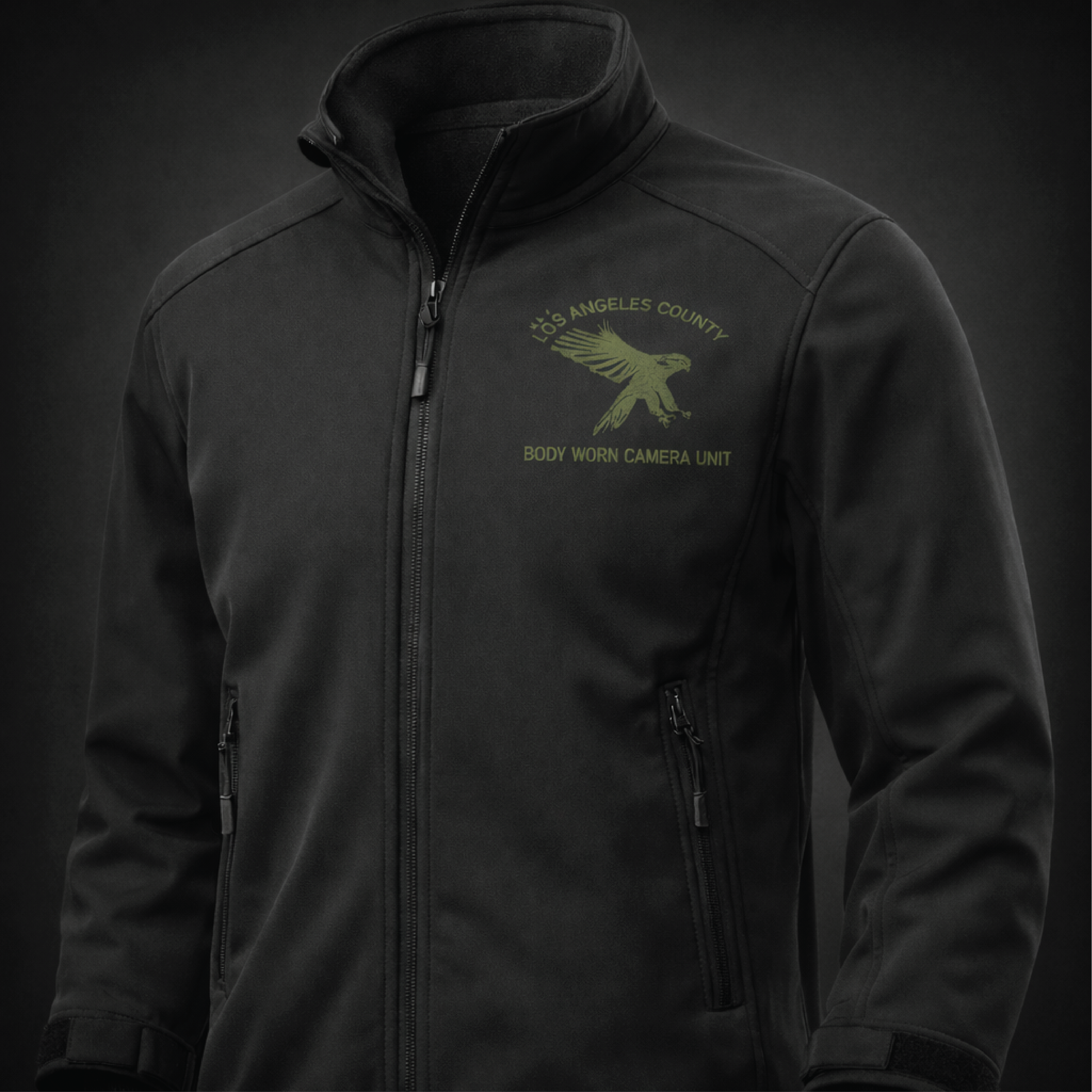 Black Soft Shell Jacket – Body Worn Camera Unit (Falcon Emblem)